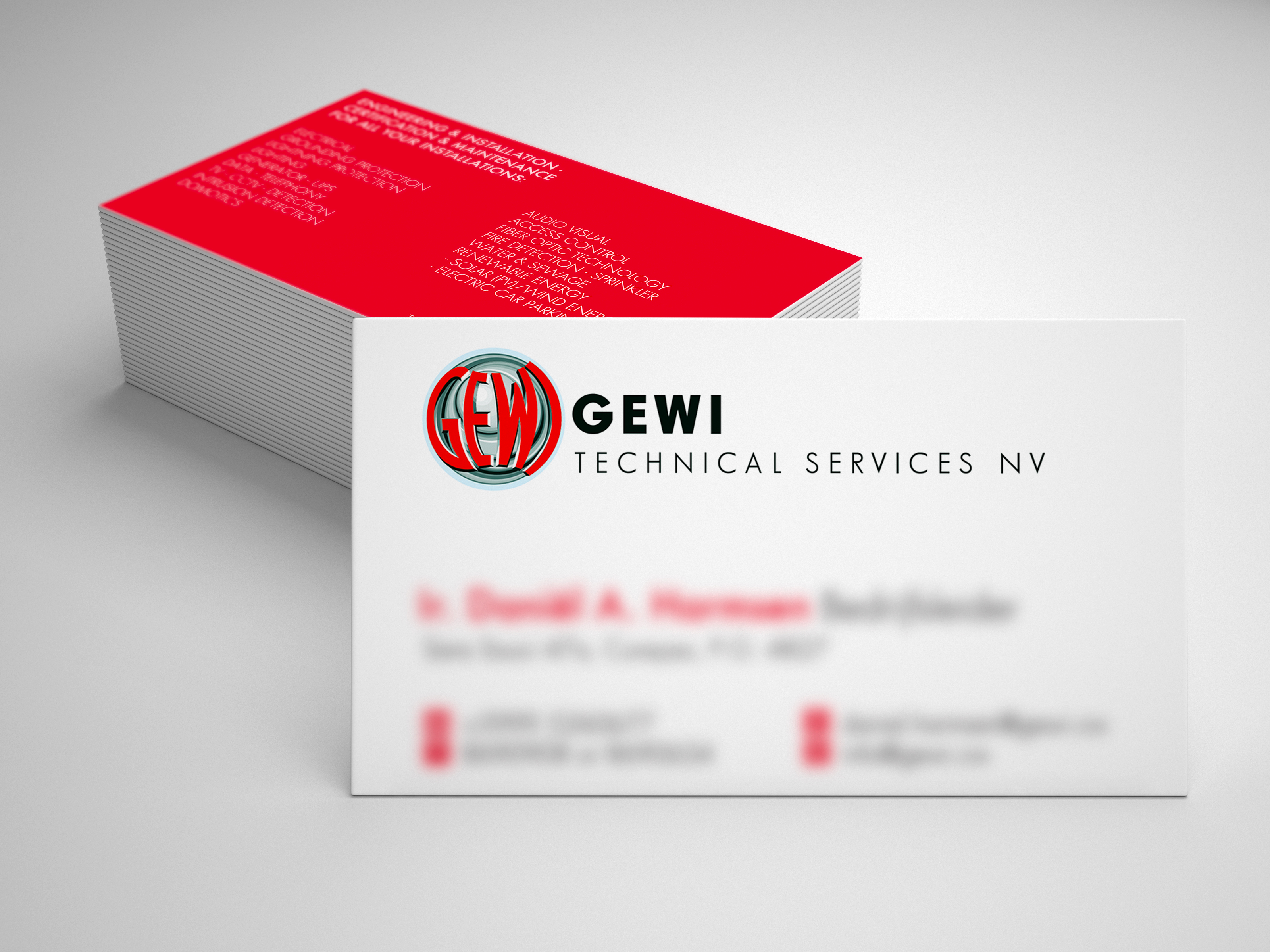 GEWI technical services visitekaart - professioneel zakelijk visitekaartontwerp