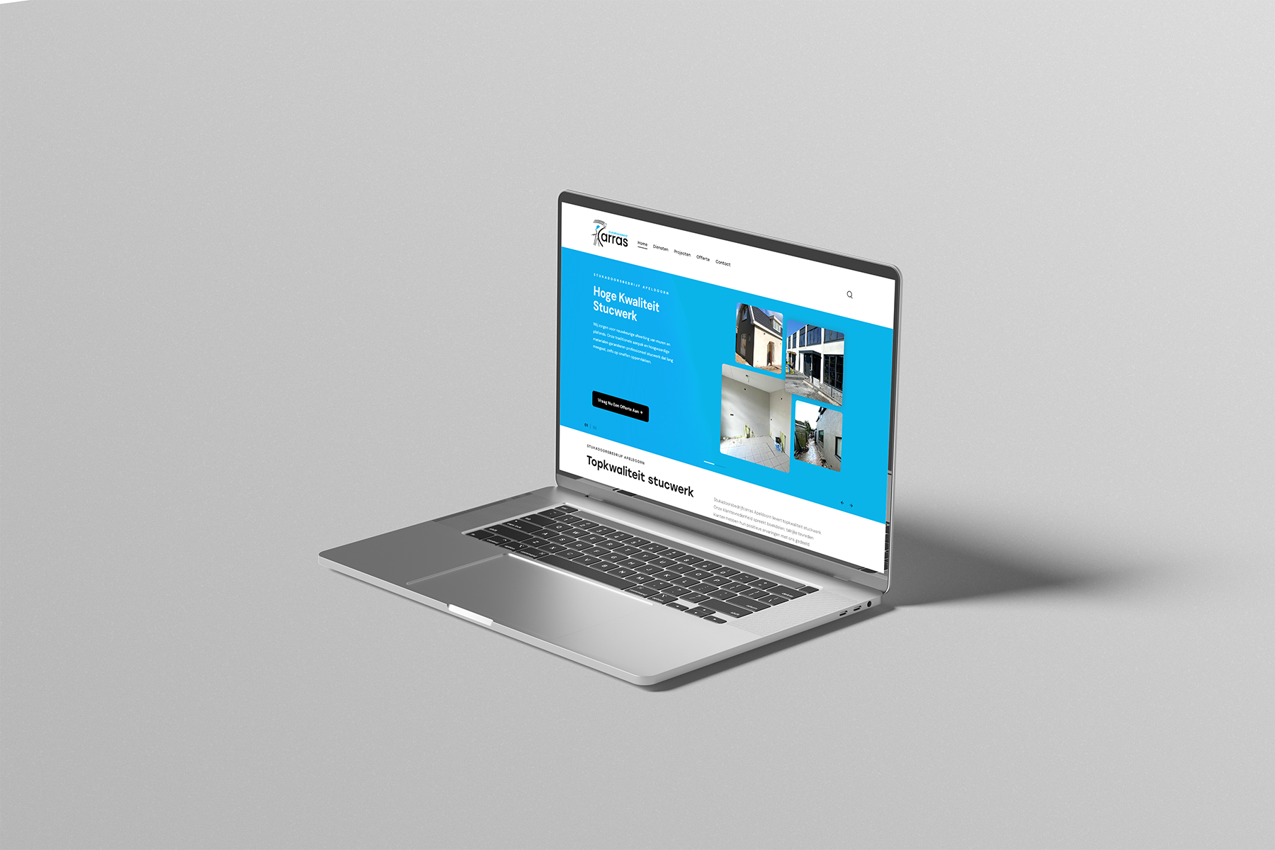 Stukadoorsbedrijf Carras website - professionele stucwerk website met blauw design